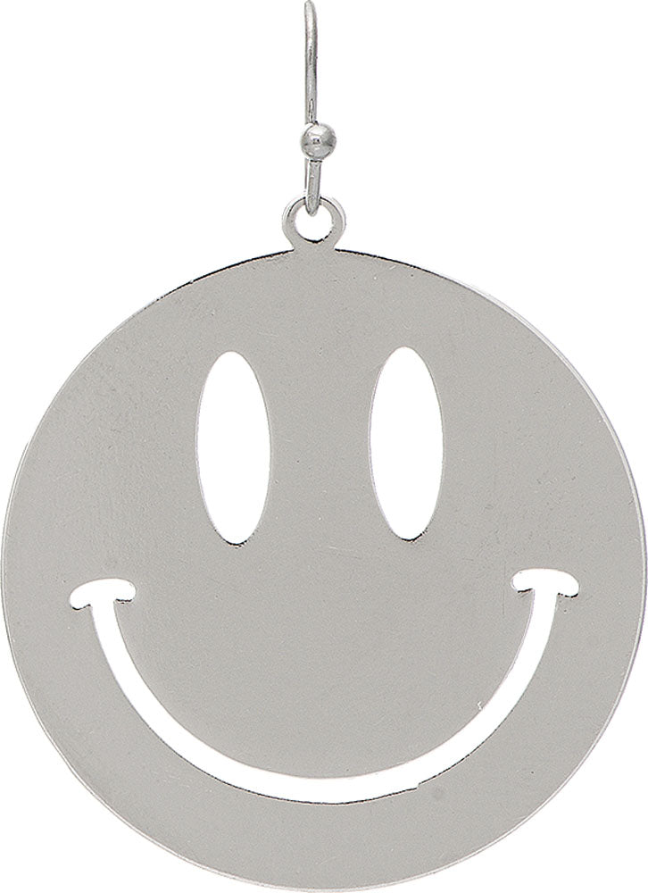 Silver Happy Smile Disc Earring