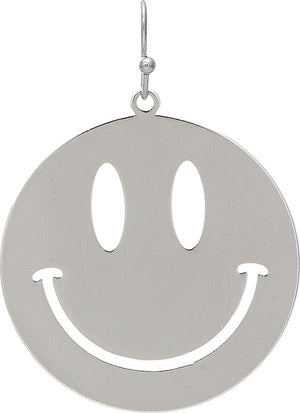 Silver Happy Smile Disc Earring