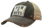 "Mom Of Boys" Distressed Trucker Cap Hat