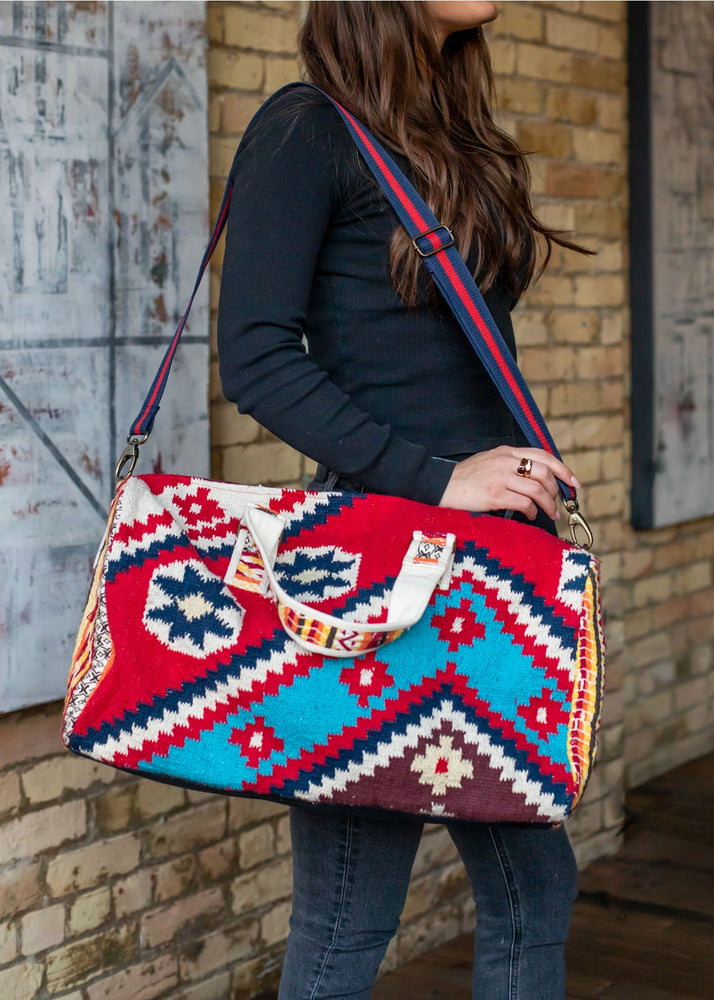 Red w/ Multicolored Aztec Duffel