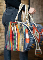 Blue & Multicolored Aztec Duffel