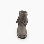 High Top Back Zip Boot Fringe