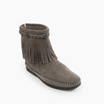 High Top Back Zip Boot Fringe