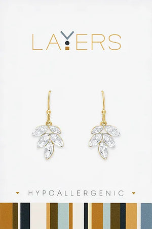 
            
                Load image into Gallery viewer, Gold CZ Leaf Dangle Layers Earrings Lay-Ear72-G
            
        