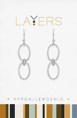 Silver Double Loop CZ Dangle Layers Earrings Lay-Ear 560S