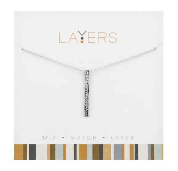 Silver Single Bar Layers Necklace Lay-519S