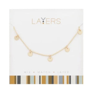 Gold Flat Disc Layers Necklace Lay-85G