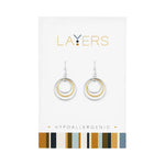 Silver Two-Tone Three Circle Dangle Layers Earrings Lay-Ear520-S