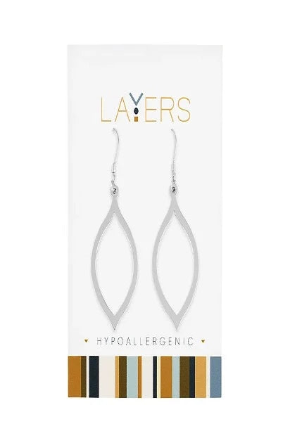 Silver Oval Dangle Layers Earrings 504S