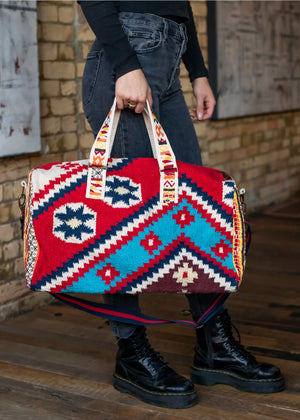 Red w/ Multicolored Aztec Duffel