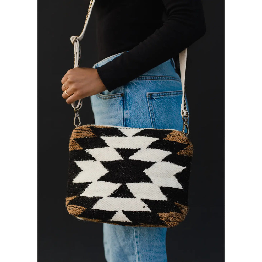 Black, White & Brown Aztec Crossbody