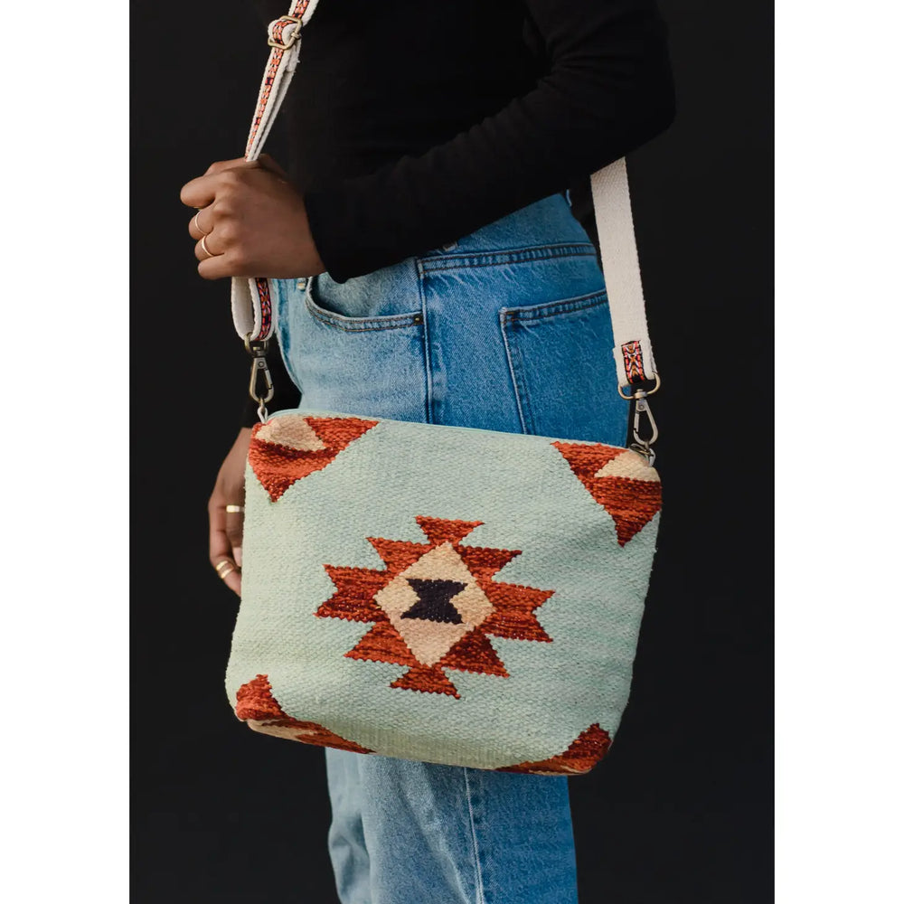 Mint & Multicolored Aztec Crossbody