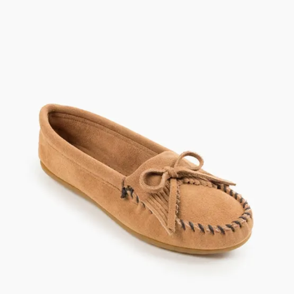 Womens Kilty Hardsole Moccasin - TAUPE