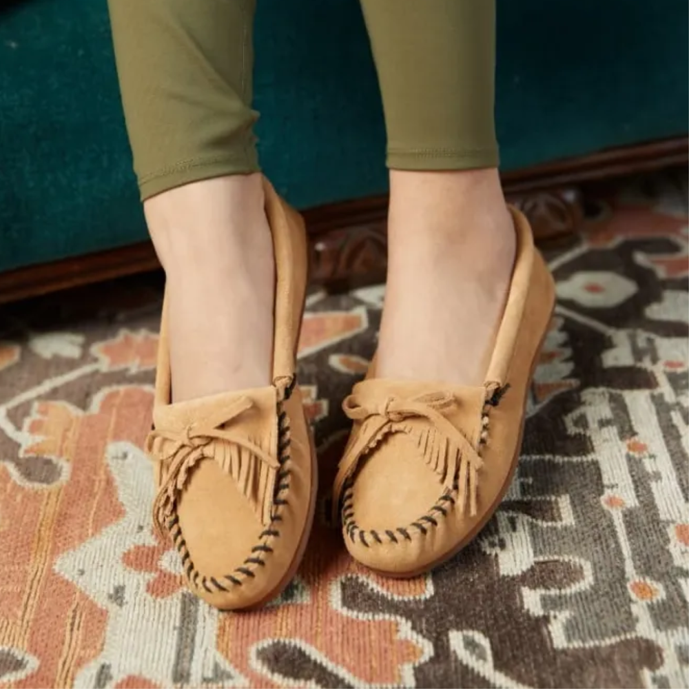Womens Kilty Hardsole Moccasin - TAUPE