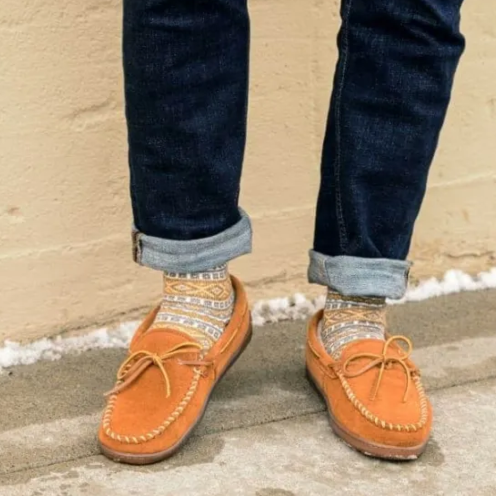 Mens Pile Lined Hard Sole Moc