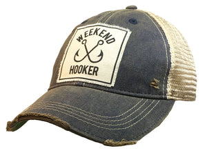 "Weekend Hooker" Distressed Trucker Cap Hat