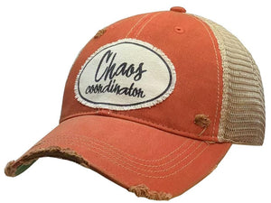 "Chaos Coordinator" Distressed Trucker Cap Hat