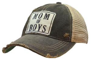 
            
                Load image into Gallery viewer, &amp;quot;Mom Of Boys&amp;quot; Distressed Trucker Cap Hat
            
        